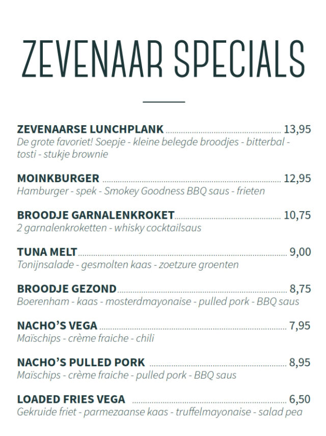 Brownies&downieS Zevenaar Menukaart