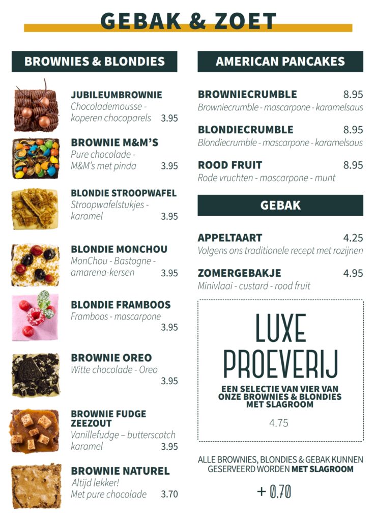 Brownies&downieS Zevenaar Menukaart